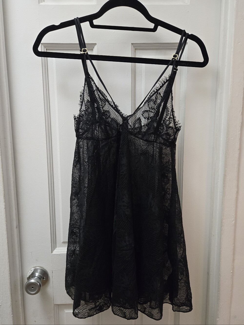Intimissimi Black Sheer Lace Babydoll Slip Nightgown Lingerie Dress Small